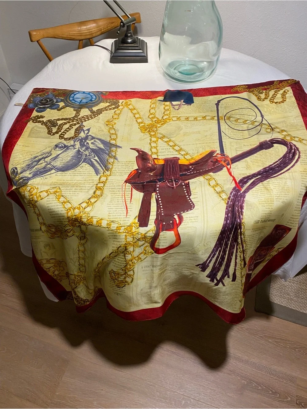 Designers Originals Red & Cream Chain-Print Silk Scarf